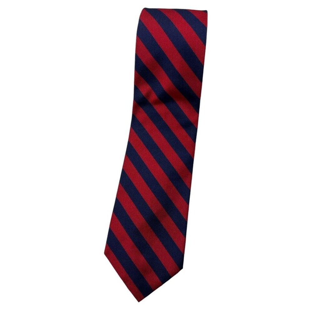 BROOKS BROTHERS Men's 100% Silk Necktie DESIGNER Tie Blue Red Striped W:3.7" EUC